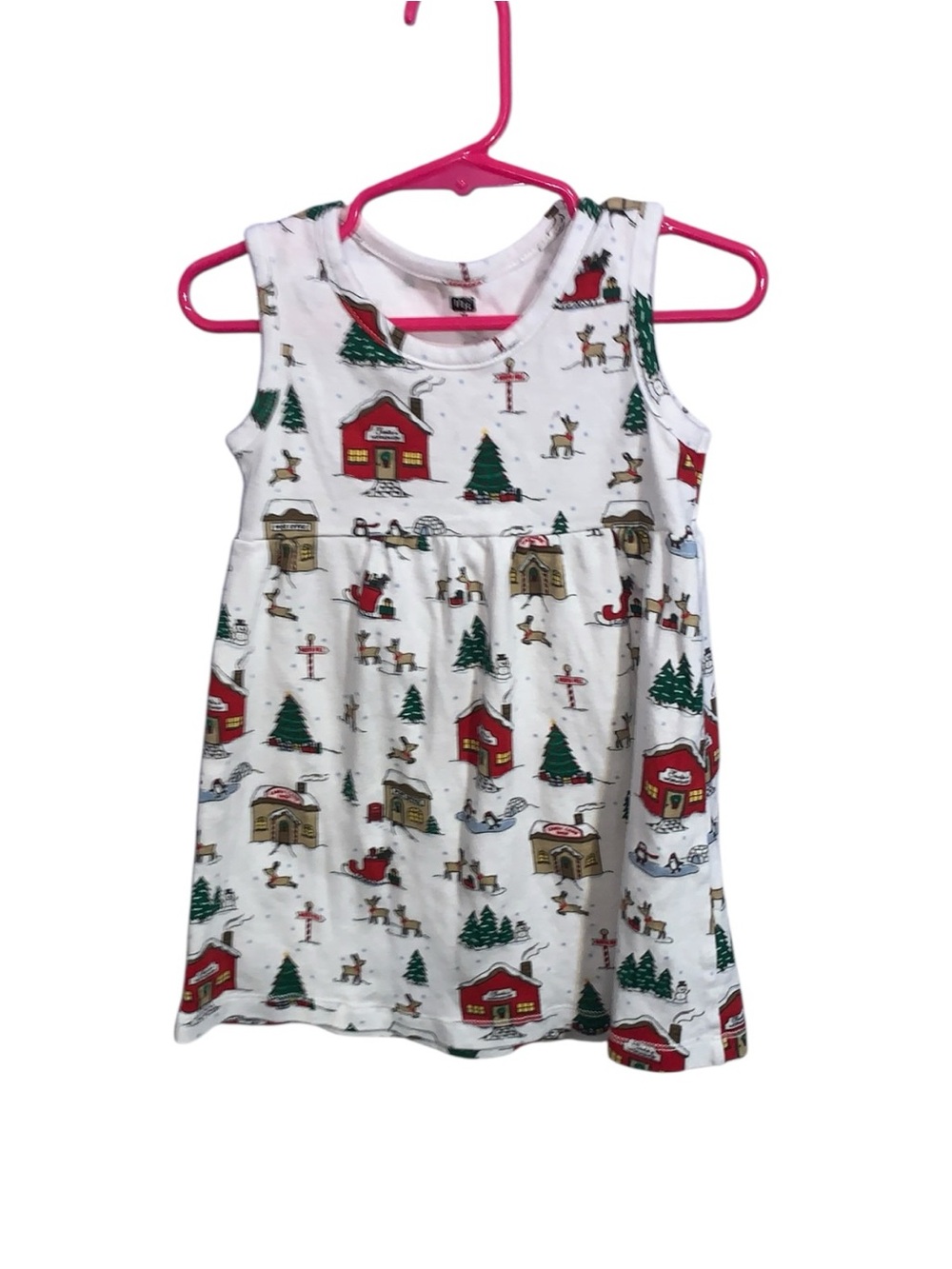 Hudson Baby 3T White Holiday Print Sleeveless Cotton Dress